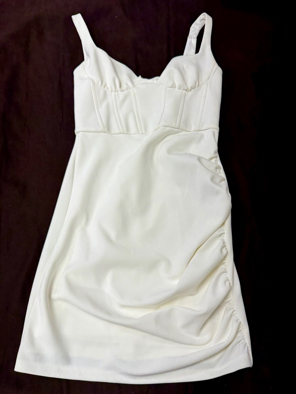 Zara Cream Sweetheart Mini Dress with Ruched Side